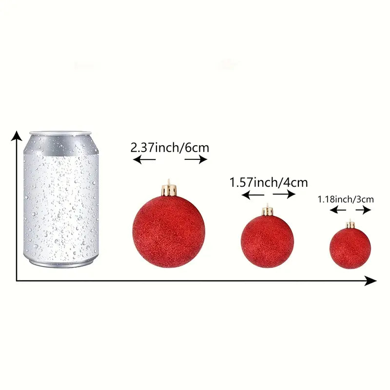 24pcs Adornos Rojos de Navidad - Bolas Colgantes Irrompibles para Árbol, Perfectas para Fiestas, Bodas y Mardi Gras (3/4/5/6cm)