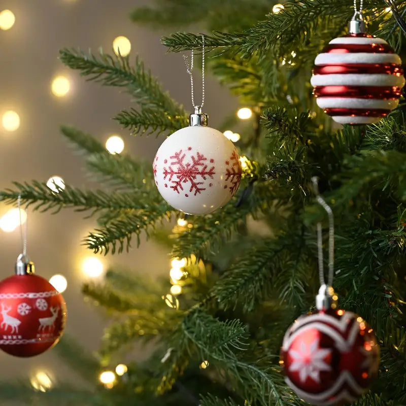 24 piezas de adornos de árbol de Navidad a prueba de roturas - Decoraciones de bolas de plástico colgantes para fiesta de vacaciones, decoración de árbol de Navidad, toque festivo - No eléctrico, encanto estacional