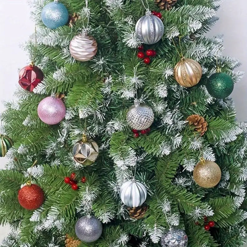 12 unidades de Bolas de Navidad Verdes 6 cm - Adornos de plástico colgantes para decoración de árbol, Decoraciones universales de vacaciones, Sin plumas - Bolas de árbol de Navidad