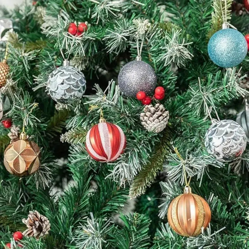 12 unidades de Bolas de Navidad Verdes 6 cm - Adornos de plástico colgantes para decoración de árbol, Decoraciones universales de vacaciones, Sin plumas - Bolas de árbol de Navidad