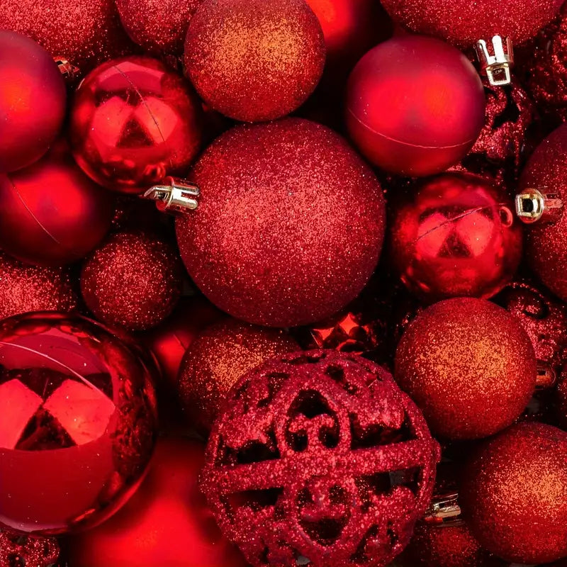 Juego de 100 Adornos Rojos de Navidad - Decoraciones para Árbol Irrompibles para Fiestas, Bodas y Celebraciones