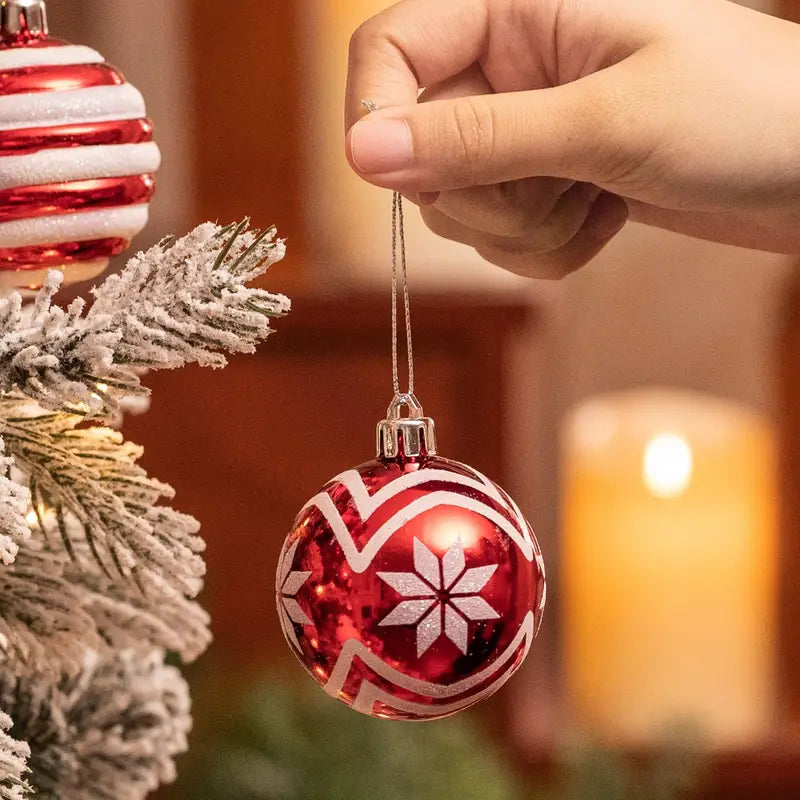 24 piezas de adornos de árbol de Navidad a prueba de roturas - Decoraciones de bolas de plástico colgantes para fiesta de vacaciones, decoración de árbol de Navidad, toque festivo - No eléctrico, encanto estacional