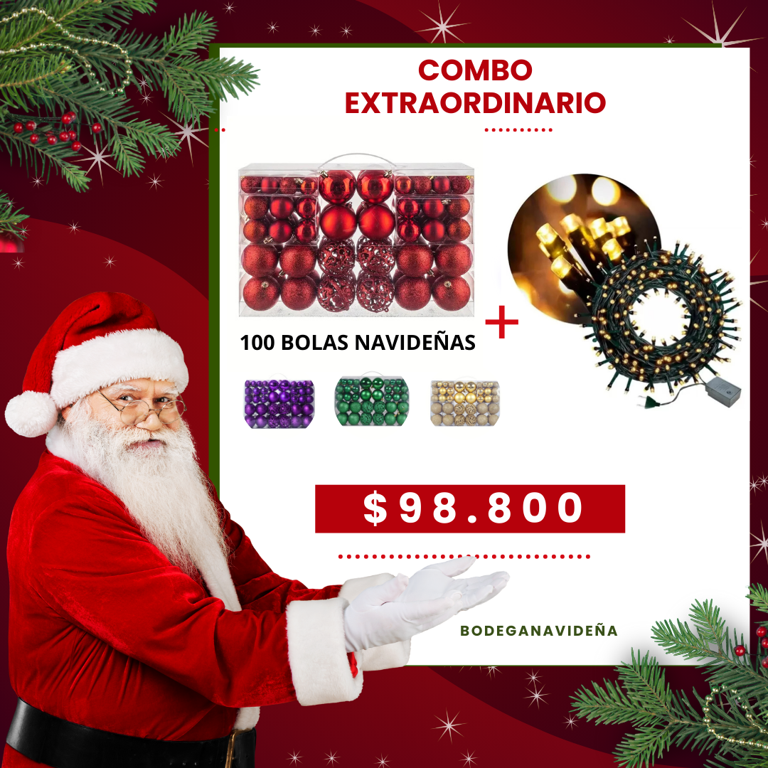 🎁 PROMOCIÓN EXCLUSIVA: 👉 100 bolas navideñas + luces LED por solo $98.800.