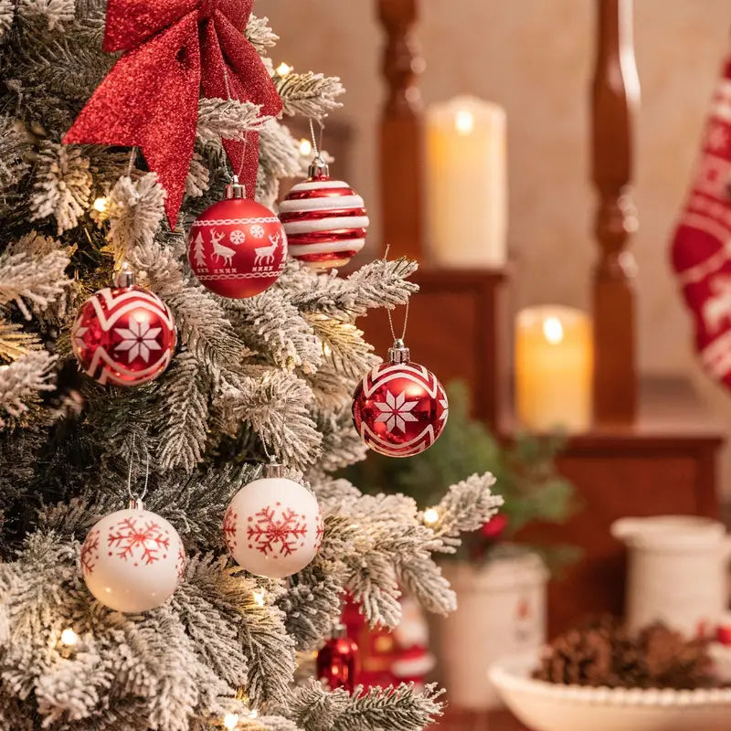 24 piezas de adornos de árbol de Navidad a prueba de roturas - Decoraciones de bolas de plástico colgantes para fiesta de vacaciones, decoración de árbol de Navidad, toque festivo - No eléctrico, encanto estacional