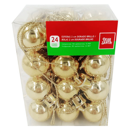 Bolas de navidad 2 cm x24 Unidades Dorado Brillo